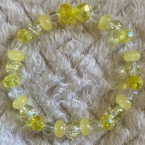 Handmade Yellow Beaded Stretch Bracelet